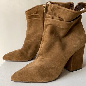 Vince Camuto faux suede booties -camel